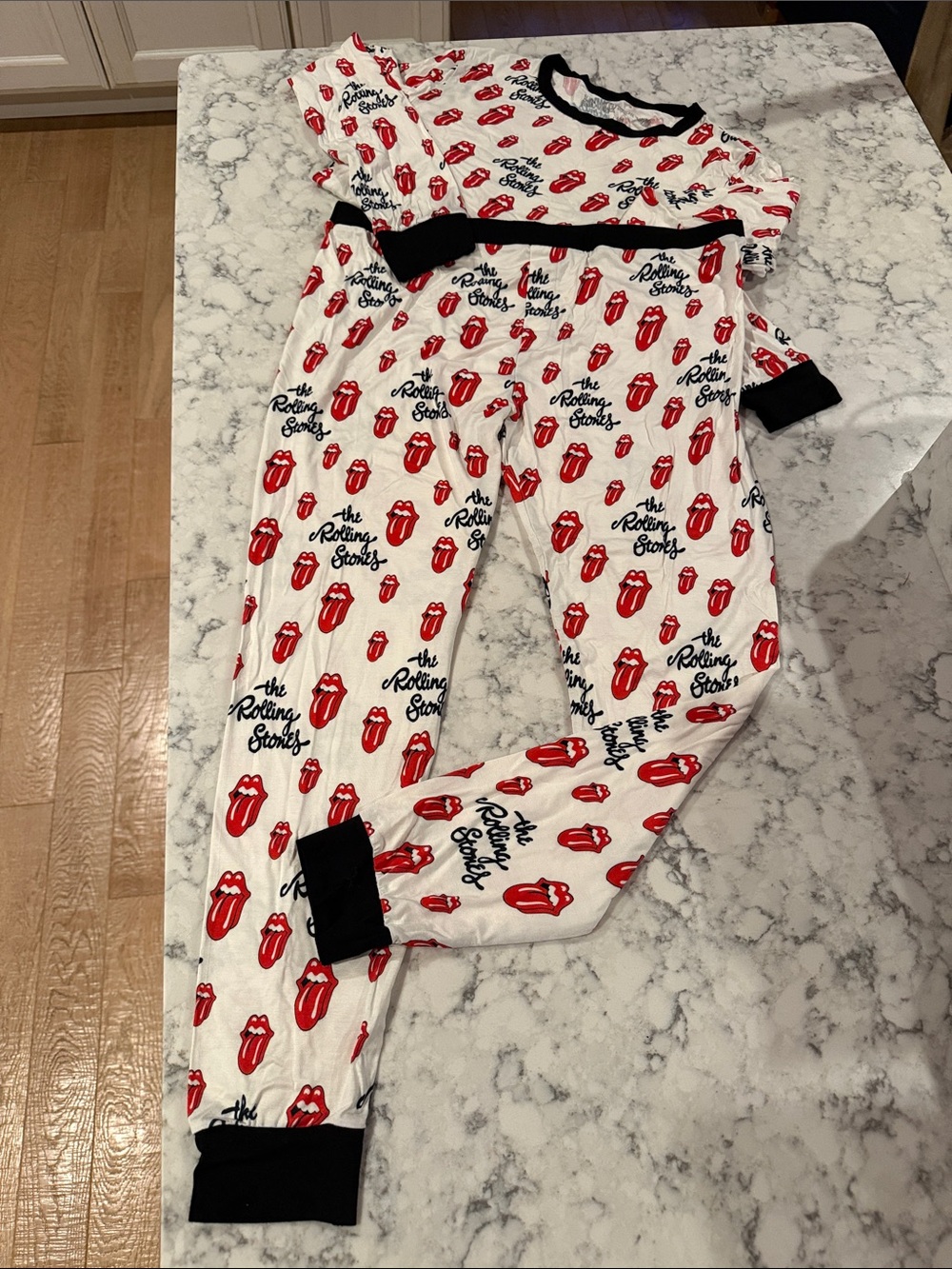 Rowdy Sprout Rolling Stones Red & White Logo Pajama Set